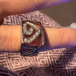 Elegant Silver and Pink Women's Ring